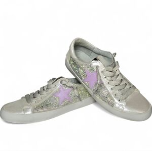 Shu Shop Paula Iridescent Purple Sequin Womens Sneakers Size 8